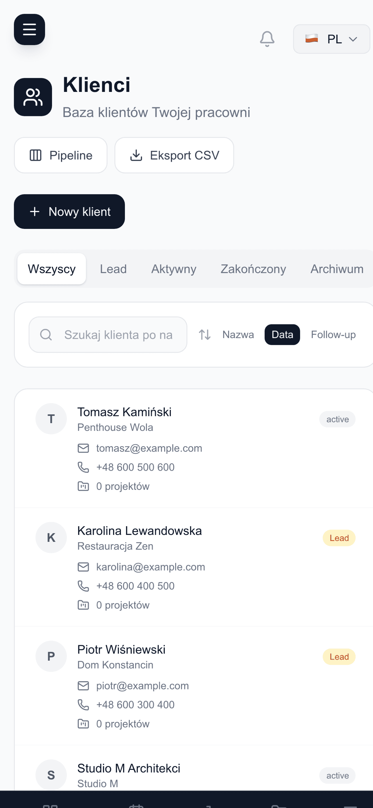 ArchiPuro — lista projektów